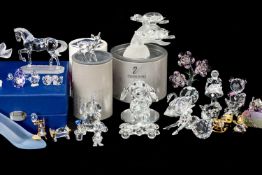 ASSORTED SWAROVSKI & OTHER GLASS FIGURINES/MODELS including Swarovski: mini duck 012531 x 2, mini
