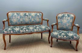 FRENCH STYLE CANAPE & MATCHING FAUTEUIL, 95 (h) x 123cms (w) (2) Provenance: private collection