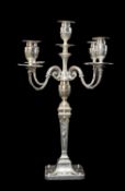 VICTORIAN SILVER 5-LIGHT CANDELABRUM, Hawkesworth, Eyre & Co., Sheffield 1899 & 1901, in the Adam