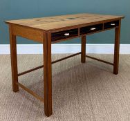 FINE OAK, COROMANDEL & MACASSAR EBONY LIBRARY TABLE, in the style of Studio Linley, the top centred