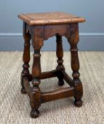 SMALL JOINED OAK AND ELM STOOL, 44 (h) x 25cms² Provenance: deceased estate Cardiff Comments: top