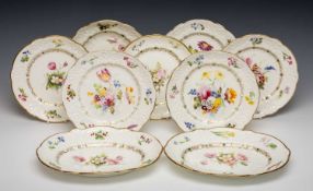 SWANSEA PORCELAIN PART DESSERT SET, comprising pair of oval dishes, six dessert plates, and a single