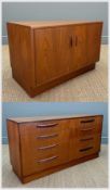 MID-CENTURY G-PLAN 'FRESCO' TEAK CHEST OF DRAWERS, 73 (h) x 140 (w) x 45cms (d), together with two-