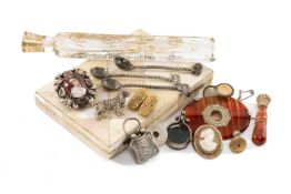 ASSORTED SMALL CABINET COLLECTABLES, including Victorian mother of pearl card case, continental