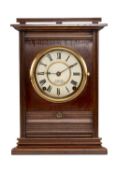 ANTIQUE MAHOGANY MANTEL CLOCK, dial signed 'X. Ganz, Swansea', painted two-part Roman dial, 5.5