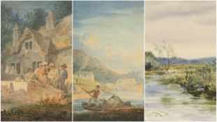 THREE 19TH C. WATERCOLOURS - R.W. Fraser (British 1845-1906), river scene, signed, titled and