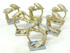 SEVEN GILT PAINTED CAST IRON LOVE BIRD PAIRS, 26cms (h) Provenance: The collection of Philip