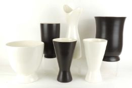 LARGE POOLE BLACK PANTHER GLAZED VASE (568), c. 1950s/60s, 29cms (h); a Poole magnolia glazed footed