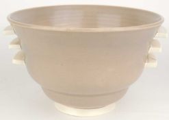 POOLE PLANE WARE ART DECO BOWL (257P), finished in mushroom glaze trimmed with cream, 22cms (