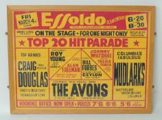 ESSOLDO, SCUNTHORPE TOP 20 HIT PARADE MUSICAL POSTER, 1960, featuring Craig Douglas, Mudlarks, and