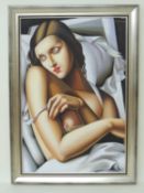 AFTER TAMARA DE LEMPICKA (1894-1980) reproduction acrylic - The Convalescent, 103 x 74cms (total
