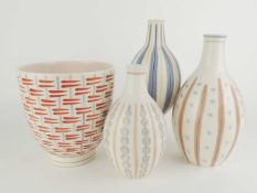 POOLE POTTERY CONTEMPORARY VASE, trialling pattern on shape 690, inscribed to the underside, 25.5cms