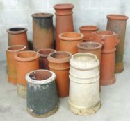 COLLECTION OF FOURTEEN ASSORTED TERRACOTTA CHIMNEY POTS, tallest 91cms (h), smallest 38cms (h)