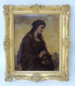 GERMAN GILT FRAMED CRYSTOLEUM depicting St. Mary Magdalene, 51 x 42cms Provenance: The collection of