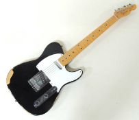 FENDER SQUIER TELECASTER ELECTRIC GUITAR, probably 1980s, serial no. E702986, 98cms (l); with a