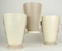 POOLE PLANE WARE ART DECO VASE (274P), finished in mushroom and magnolia, 23cms (h); together with