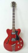 HÖFNER VERY THIN ELECTRIC GUITAR, no. 3xx2, early 1960s, body finished in cherry red, 107cms (l);