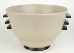 POOLE PLANE WARE ART DECO BOWL (257P), finished in grey with black trim, 21cms (diam.) Provenance: