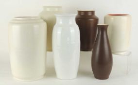 POOLE MAGNOLIA GLAZED CYLINDER VASE (660), 30.5cms (h) (chip to the foot rim); together with a white