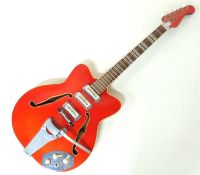 KLIRA PEGGY SEMI-ACOUSTIC ELECTRIC GUITAR, c. 1965, cherry red finish, 110cms (l); with a modern