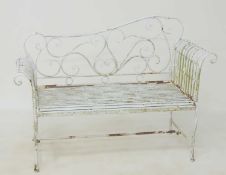 WHITE PAINTED METALWORK GARDEN CHAISE, 130 (l) x 56cms (d) Provenance: The collection of Philip