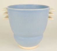 POOLE PLANE WARE ART DECO VASE (551P), finished in sky blue and magnolia white, 16cms (h)