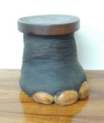 TAXIDERMY: ELEPHANT FOOT STOOL, circa 1900, with later wooden seat, 36cms (h) Provenance: The