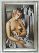 AFTER TAMARA DE LEMPICKA (1894-1980) reproduction acrylic - Andromeda, 103 x 73cms (total size)