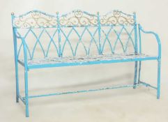 PAINTED METAL TUBULAR GARDEN BENCH, 90 (h) x 135cms (w) Provenance: The collection of Philip