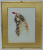 DORIS J. BARLOW (Early 20th Century), watercolour - Pocahontas, signed and dated 1914, 30 x 24cms