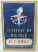 FESTIVAL OF BRITAIN ADVERTISING POSTER FOR B.O.A.C., designed by Abram Games, printed for HMSO by
