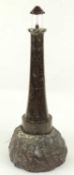 CORNISH SERPENTINE LIGHTHOUSE TABLE LAMP, 47cms (h)  Provenance: The collection of Philip Clarkson