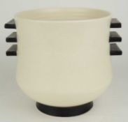 POOLE PLANE WARE ART DECO VASE (280P), finished in magnolia with black trim, 18cms (h) Provenance: