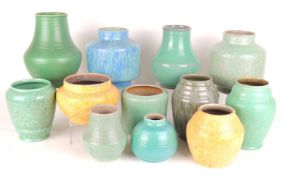 COLLECTION OF POOLE SYLVAN WARE & OTHER POTTERY VASES, including two CSA vases (960), 17cms (h),
