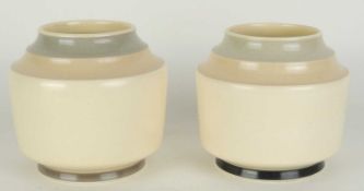 PAIR OF POOLE EVEREST WARE SHORT CYLINDER JARS, 13cms (h) (2) Provenance: The collection of Philip