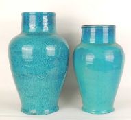 CARTER, STABLER & ADAMS LARGE BALUSTER VASE, Chinese mottled blue glaze, designed by John Adams,