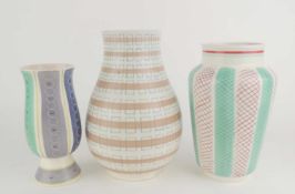 POOLE POTTERY CONTEMPORARY VASE, PKT (595), 23cms (h); together with PLT (703), 19.5cms (h); and