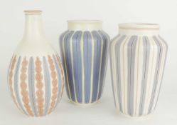 THREE POOLE POTTERY CONTEMPORARY VASES, designed by Alfred Read, c. 1950s, comprising YCB (690),