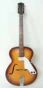 HÖFNER SENATOR ACOUSTIC GUITAR with later electric pickup, brunette case, probably early 1960s,