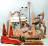 NUMBER OF DECORATIVE HOUSEHOLD ITEMS, including an Eastern made LNER locomotive model, a brass