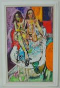 JOHN RANDALL BRATBY (1928-1992) oil on board - girls in a bath, signed, 121 x 76cms Provenance: