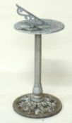 DECORATIVE SILVER PAINTED CAST ALLOY GARDEN SUNDIAL, 81cms (h) Provenance: The collection of