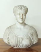 E. A. HADWEN (ACTIVE LATE 19TH CENTURY), CARVED MARBLE BUST of a woman, signed and inscribed 'Sc.
