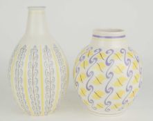 POOLE POTTERY CONTEMPORARY VASE, decorated in a scroll pattern HZU (723), 20ms (h); together with