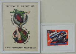 FESTIVAL OF BRITAIN, 1951 RALLY INDUSTRIES 'RUDGE' ADVERTISING CARD, 15 x 20cms; together with