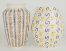 POOLE POTTERY CONTEMPORARY VASE, c. 1950s, painted in a scroll pattern HZU (716), 21cms (h);
