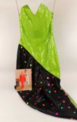 YUKI, LONDON, LIME GREEN SEQUINNED BLACK EVENING DRESS, size 8 Provenance: The collection of