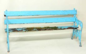 VICTORIAN CAST IRON & WOODEN SLATTED GARDEN BENCH, 84 (h) x 182cms (w) Provenance: The collection of