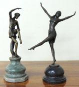 REPRODUCTION BRONZE FIGURE OF AN EASTERN DANCER after Chiparus, bearing a signature, on a grey
