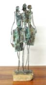 ANDREW DIACONO (MALTESE) 'SISTERS', copper sheet metal with verdigris, signed, on a terracotta